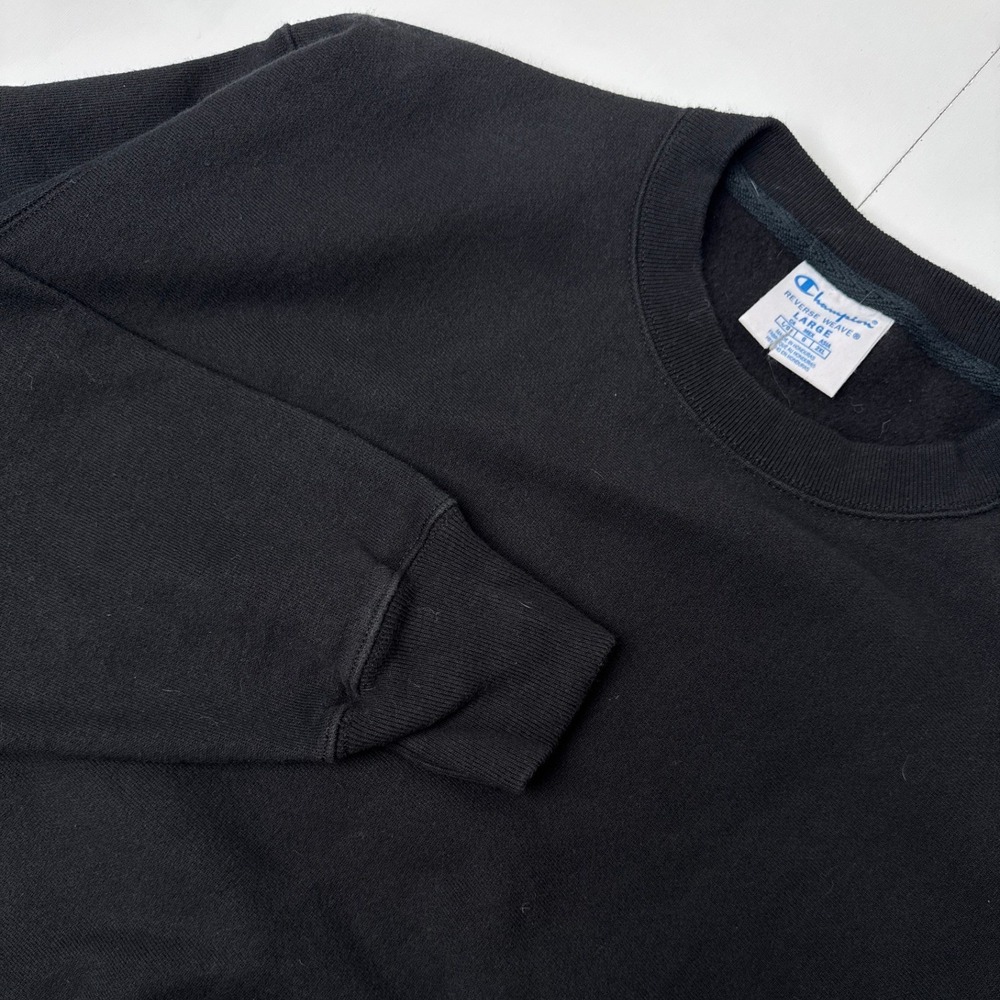 Champion Reverse Weave Sweatshirt Mens Large Black Crewneck Heavyweight Fleece